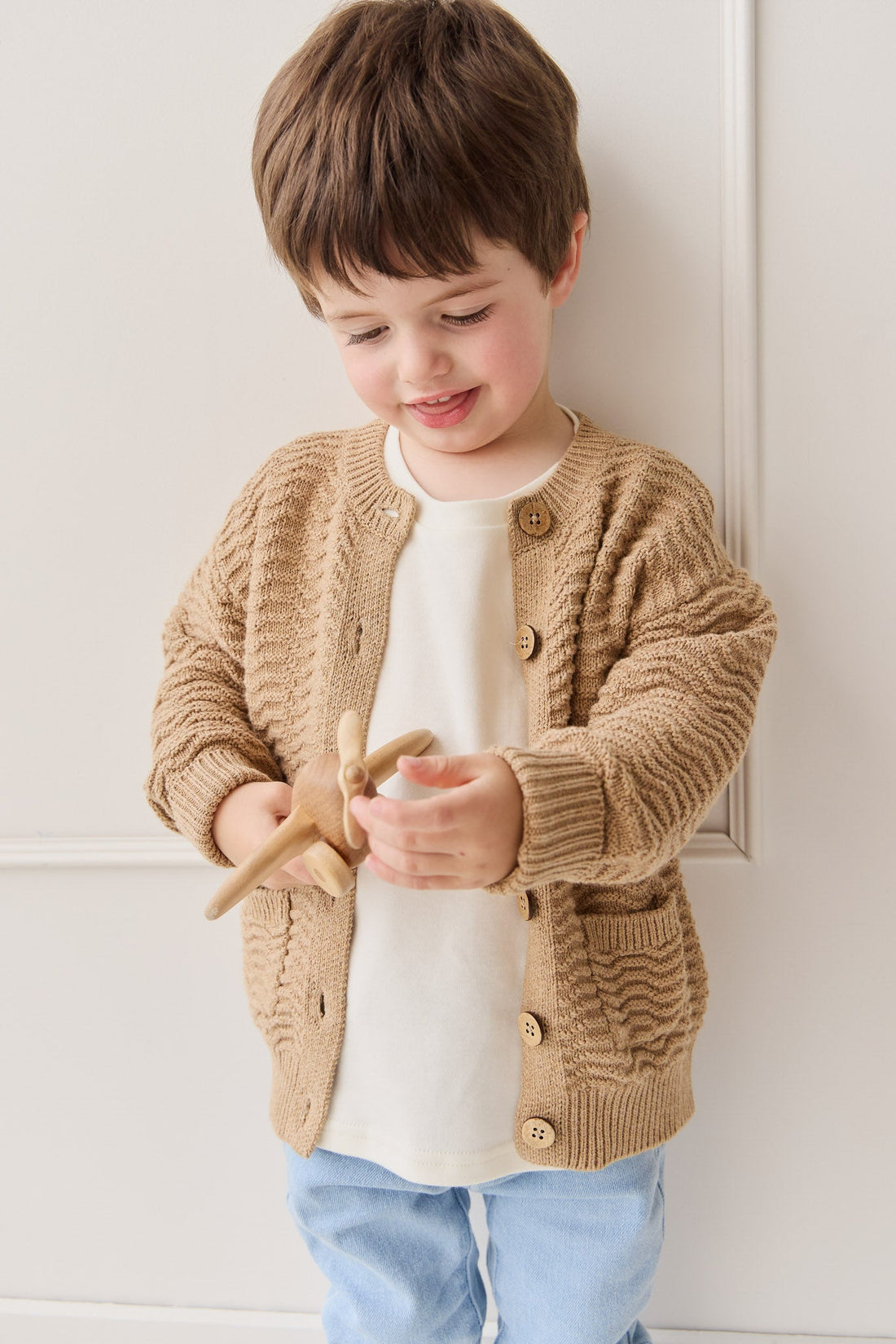 Maverick Cardigan - Toffee Marle Childrens Cardigan from Jamie Kay Australia