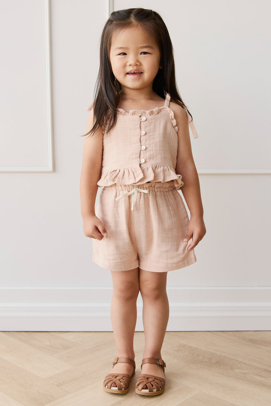Organic Cotton Muslin Mirabel Top - Chalky Pink Childrens Top from Jamie Kay Australia
