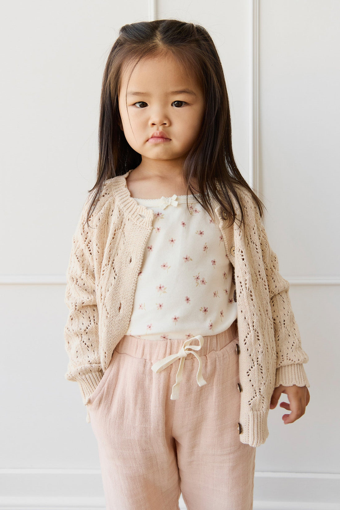 Organic Cotton Singlet - Simple Flowers Egret Childrens Singlet from Jamie Kay Australia
