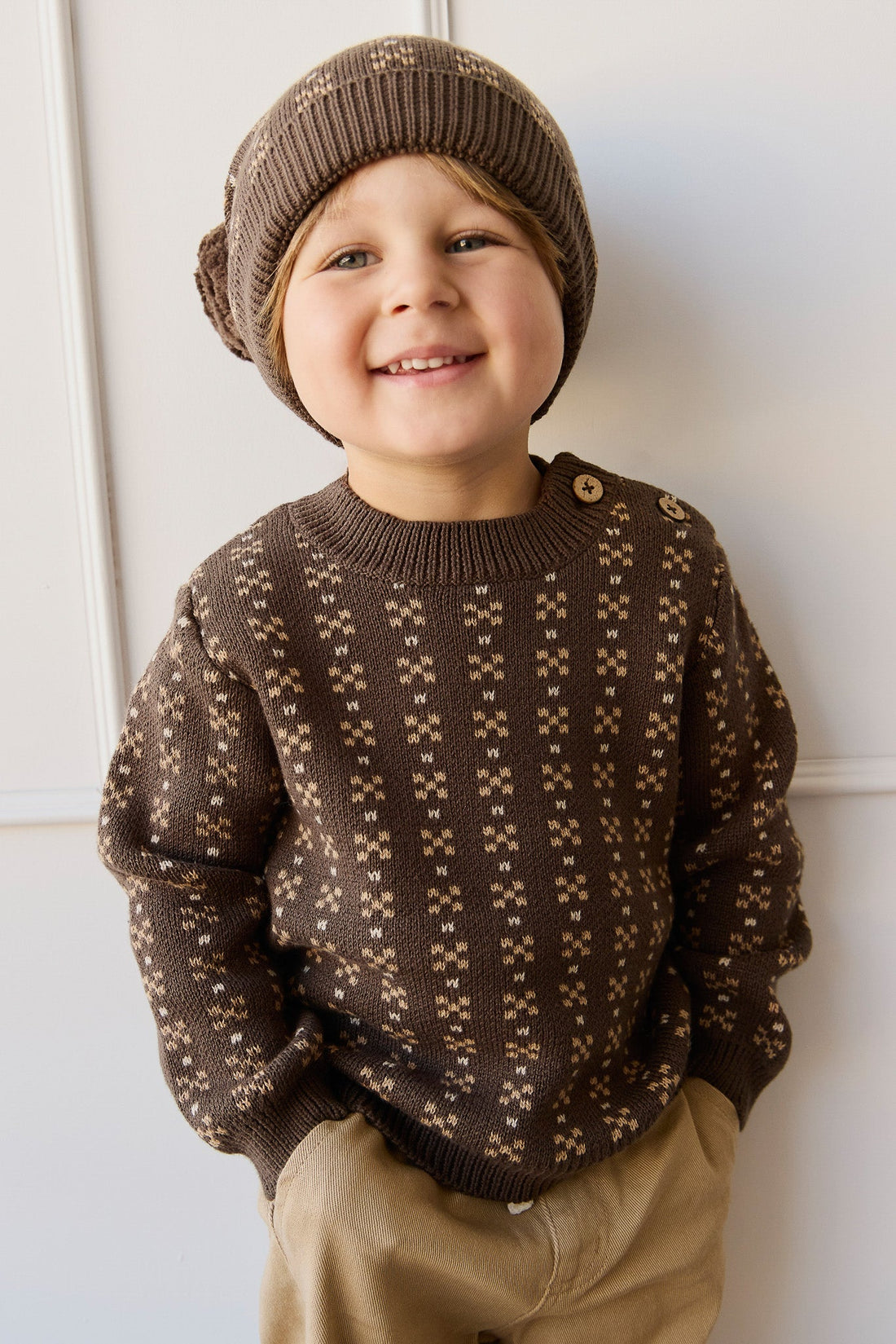 Bertie Knit Jumper - Fairisle Desert Palm Childrens Jumper from Jamie Kay Australia