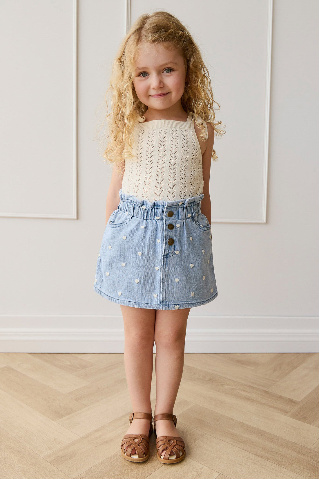Briella Skirt - Petite Heart Denim Childrens Skirt from Jamie Kay Australia