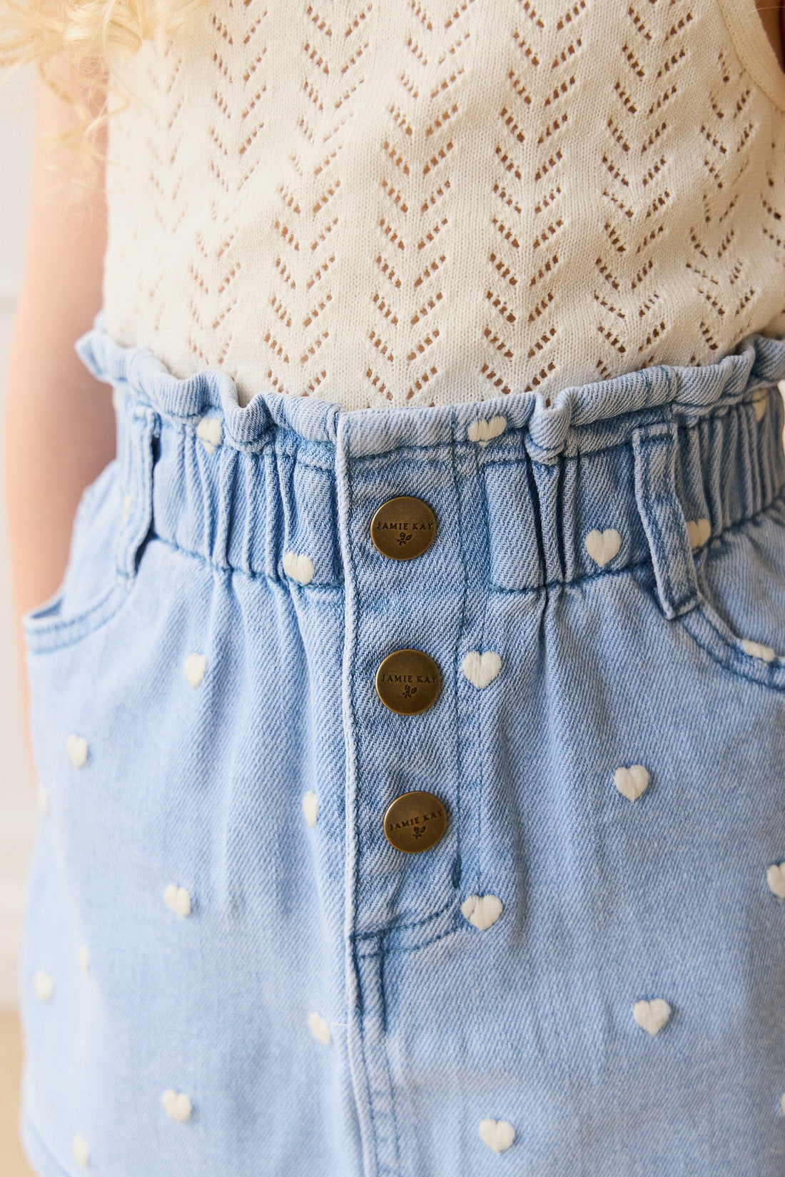 Briella Skirt - Petite Heart Denim Childrens Skirt from Jamie Kay Australia