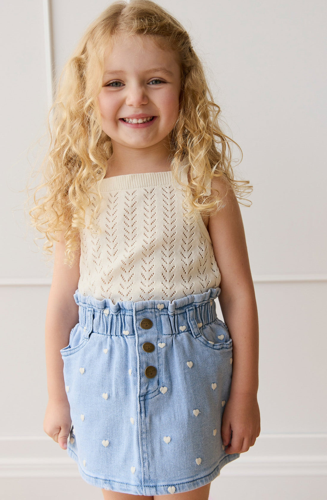 Briella Skirt - Petite Heart Denim Childrens Skirt from Jamie Kay Australia