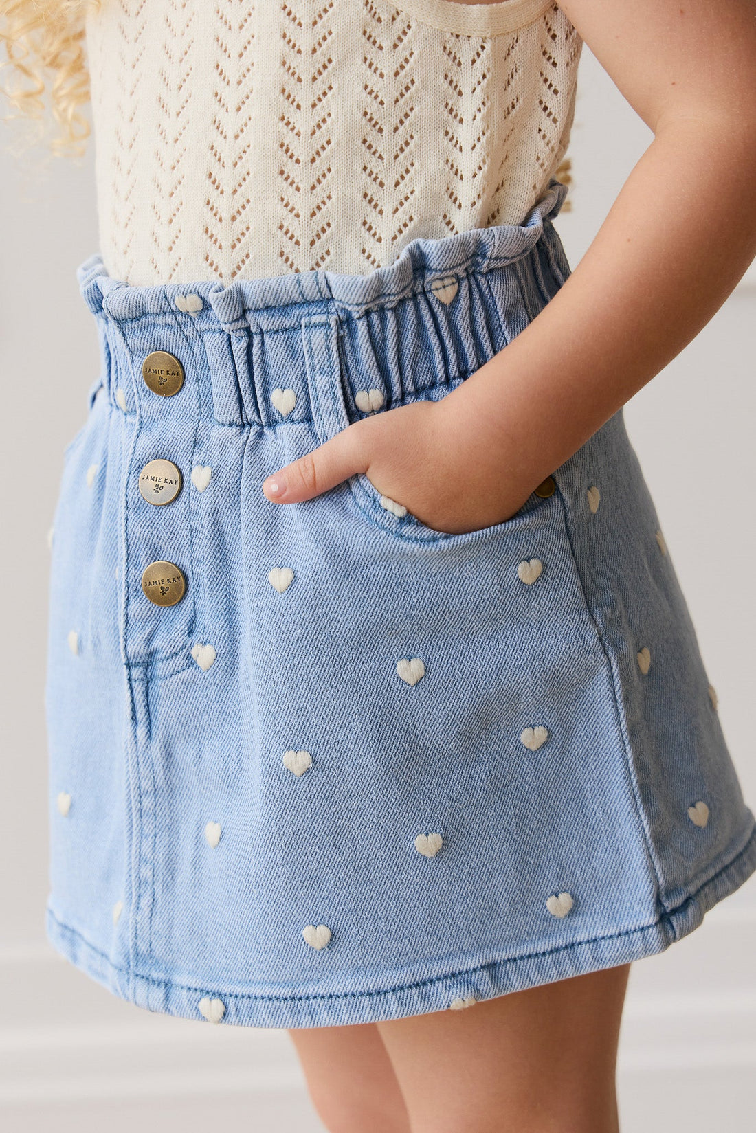 Briella Skirt - Petite Heart Denim Childrens Skirt from Jamie Kay Australia