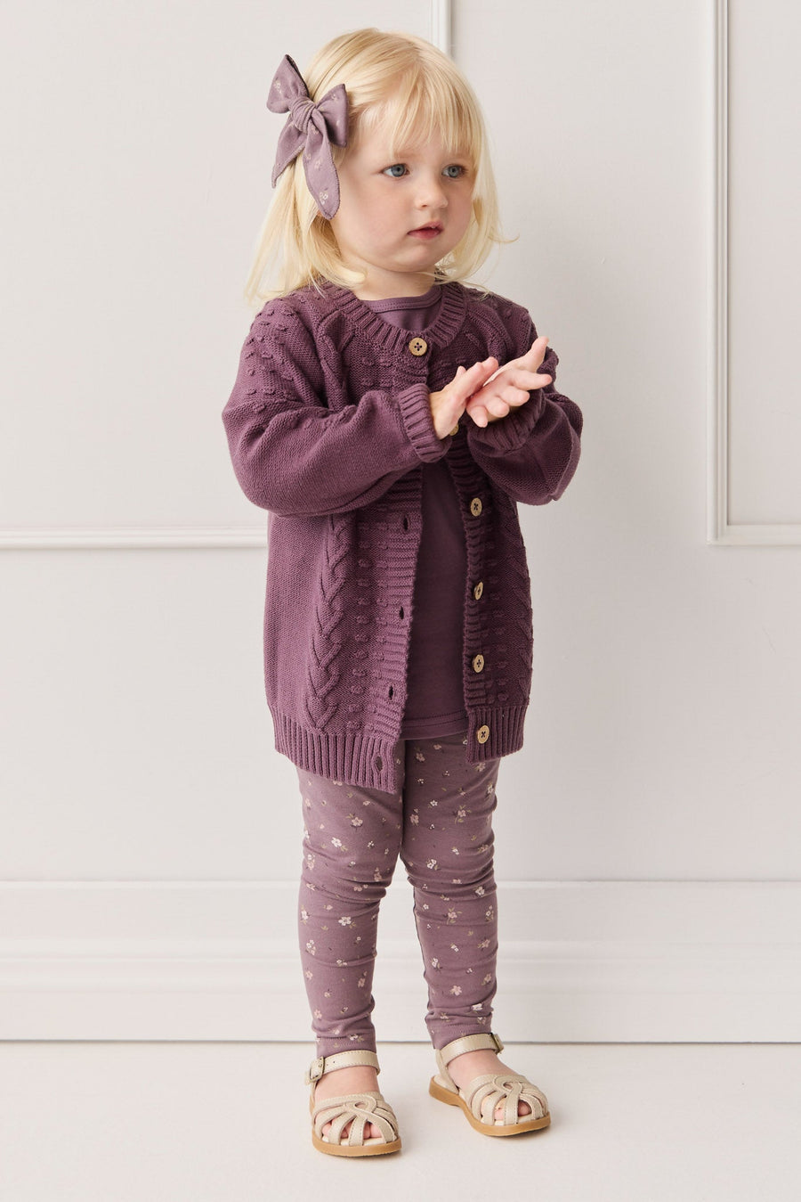 Cable Knit Cardigan - Blackberry Childrens Cardigan from Jamie Kay Australia