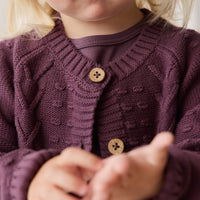 Cable Knit Cardigan - Blackberry Childrens Cardigan from Jamie Kay Australia