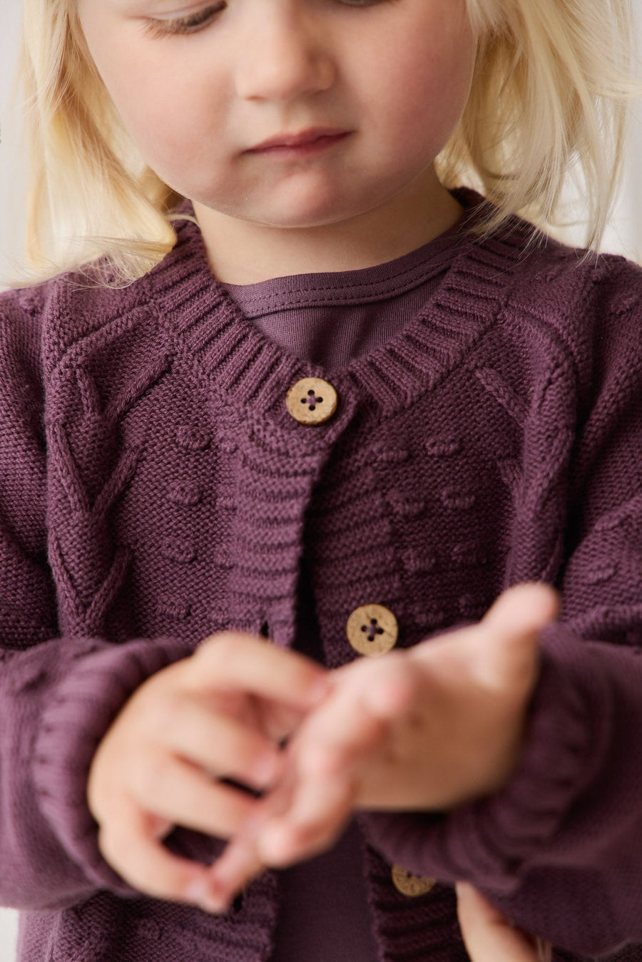 Cable Knit Cardigan - Blackberry Childrens Cardigan from Jamie Kay Australia