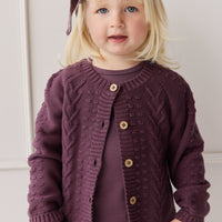 Cable Knit Cardigan - Blackberry Childrens Cardigan from Jamie Kay Australia