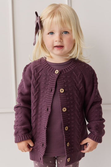 Cable Knit Cardigan - Blackberry Childrens Cardigan from Jamie Kay Australia