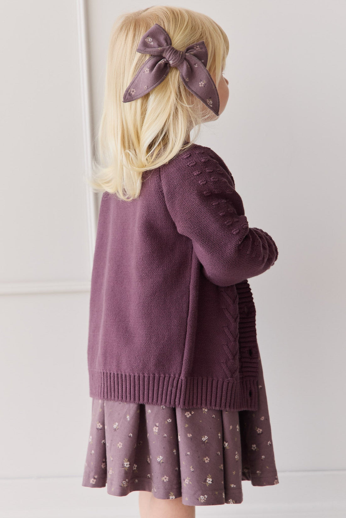 Cable Knit Cardigan - Blackberry Childrens Cardigan from Jamie Kay Australia