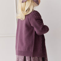 Cable Knit Cardigan - Blackberry Childrens Cardigan from Jamie Kay Australia