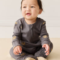 Organic Cotton Reese Zip Onepiece - Bobbie Bears Black Oyster Childrens Onepiece from Jamie Kay Australia