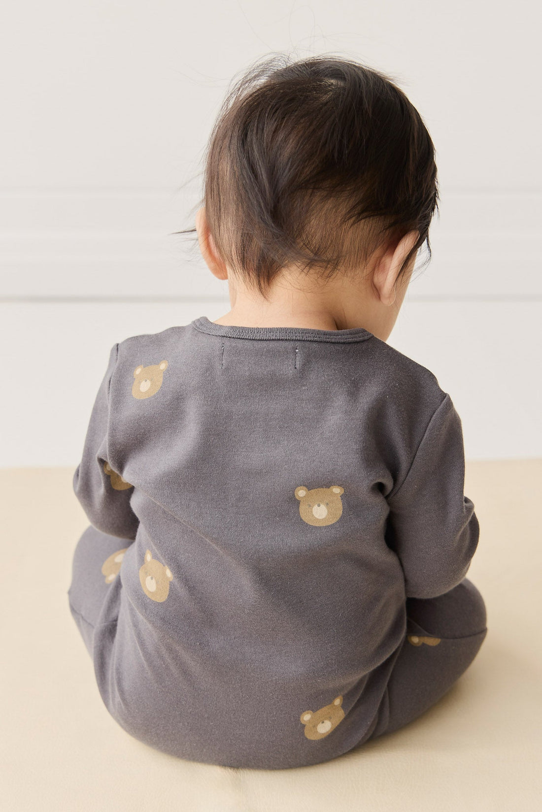 Organic Cotton Reese Zip Onepiece - Bobbie Bears Black Oyster Childrens Onepiece from Jamie Kay Australia