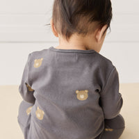 Organic Cotton Reese Zip Onepiece - Bobbie Bears Black Oyster Childrens Onepiece from Jamie Kay Australia