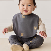 Organic Cotton Bib - Bobbie Bears Black Oyster Childrens Bib from Jamie Kay Australia