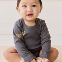 Organic Cotton Fernley Bodysuit - Bobbie Bears Black Oyster Childrens Bodysuit from Jamie Kay Australia