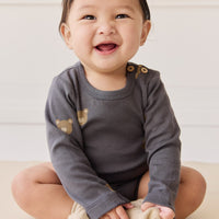 Organic Cotton Fernley Bodysuit - Bobbie Bears Black Oyster Childrens Bodysuit from Jamie Kay Australia