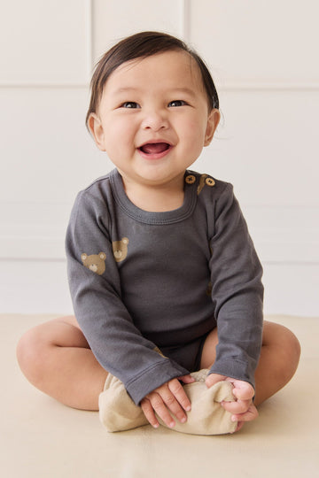 Organic Cotton Fernley Bodysuit - Bobbie Bears Black Oyster Childrens Bodysuit from Jamie Kay Australia