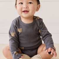 Organic Cotton Fernley Bodysuit - Bobbie Bears Black Oyster Childrens Bodysuit from Jamie Kay Australia