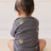 Organic Cotton Fernley Bodysuit - Bobbie Bears Black Oyster Childrens Bodysuit from Jamie Kay Australia