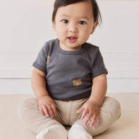 Organic Cotton Hudson Short Sleeve Bodysuit - Bobbie Bears Black Oyster Childrens Bodysuit from Jamie Kay Australia