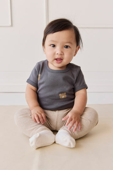 Organic Cotton Hudson Short Sleeve Bodysuit - Bobbie Bears Black Oyster Childrens Bodysuit from Jamie Kay Australia