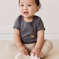 Organic Cotton Hudson Short Sleeve Bodysuit - Bobbie Bears Black Oyster Childrens Bodysuit from Jamie Kay Australia