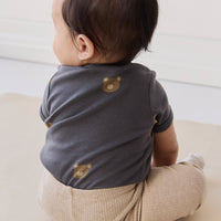 Organic Cotton Hudson Short Sleeve Bodysuit - Bobbie Bears Black Oyster Childrens Bodysuit from Jamie Kay Australia