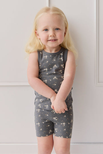 Organic Cotton Molly Singlet - Lulu Bloom Lava Childrens Top from Jamie Kay Australia