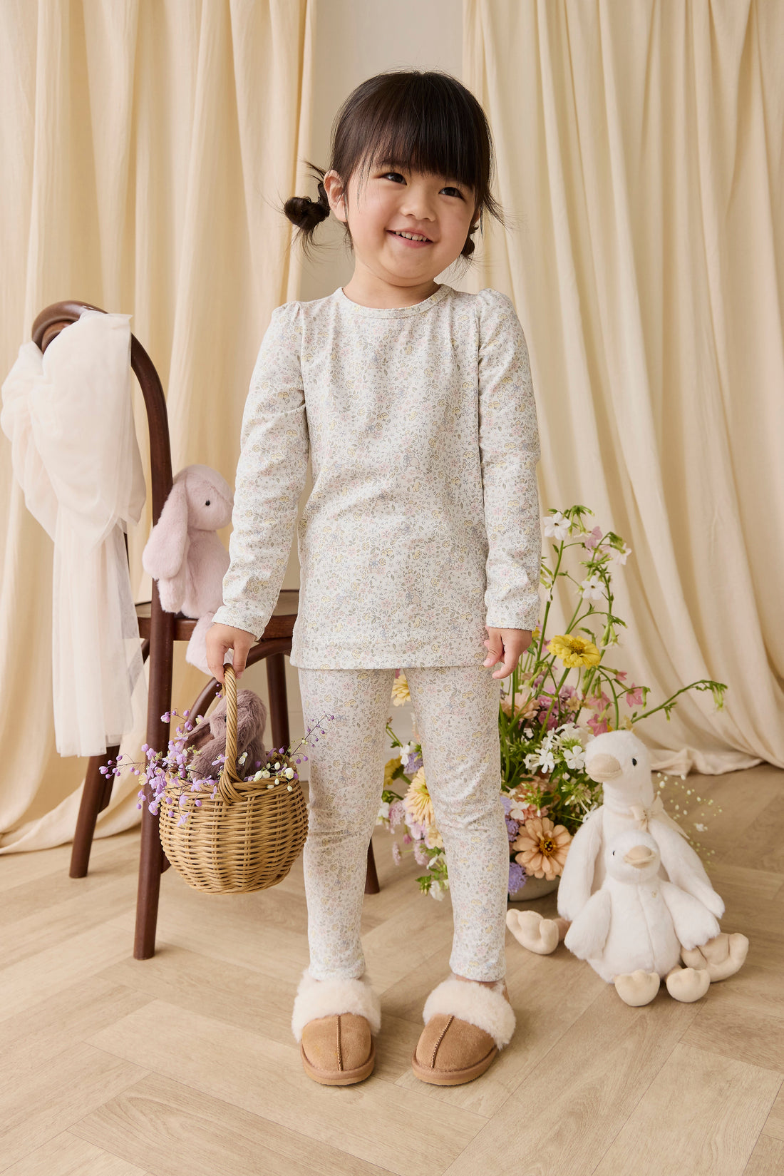 Organic Cotton Louisella Long Sleeve Pyjama Set-Cottage Garden Childrens Pyjama from Jamie Kay Australia