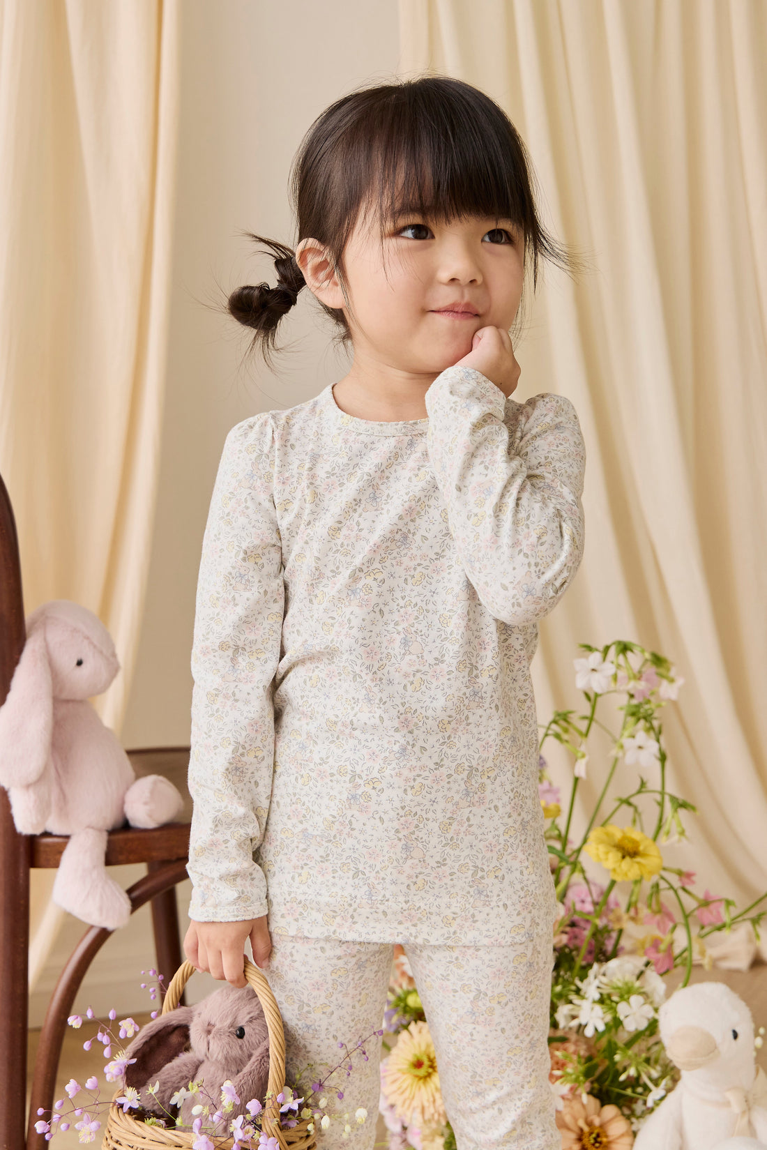 Organic Cotton Louisella Long Sleeve Pyjama Set-Cottage Garden Childrens Pyjama from Jamie Kay Australia