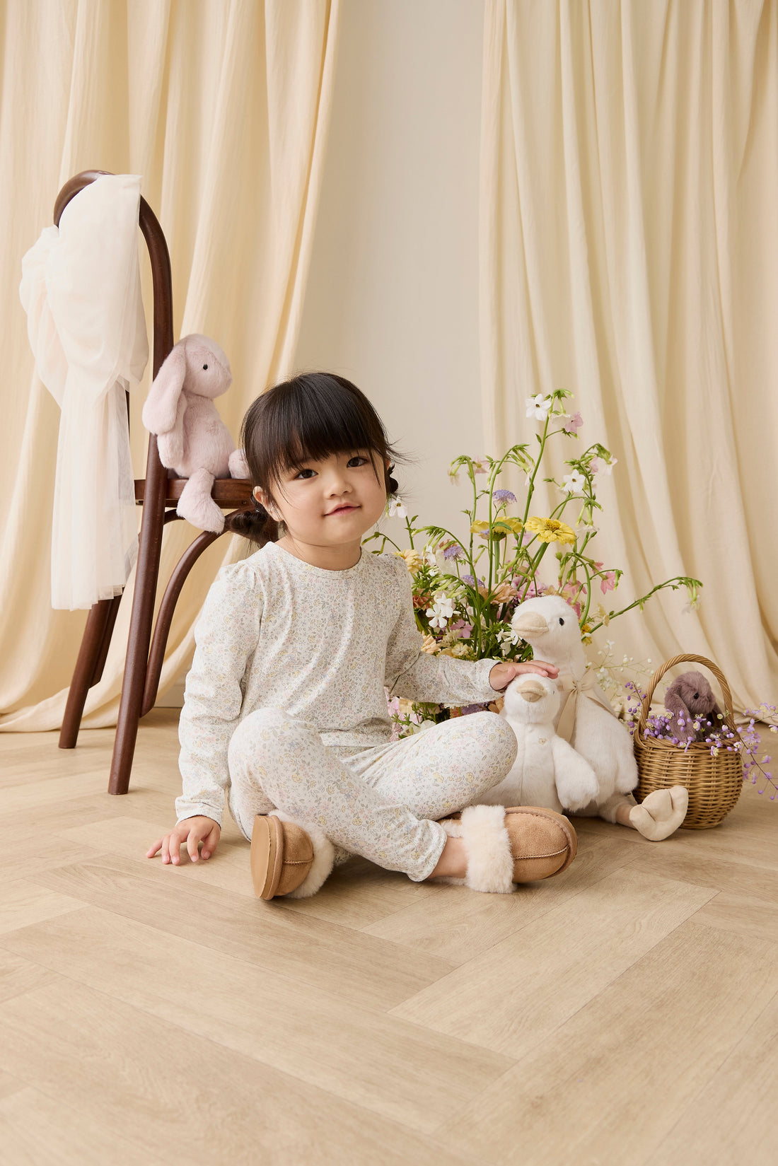 Organic Cotton Louisella Long Sleeve Pyjama Set-Cottage Garden Childrens Pyjama from Jamie Kay Australia
