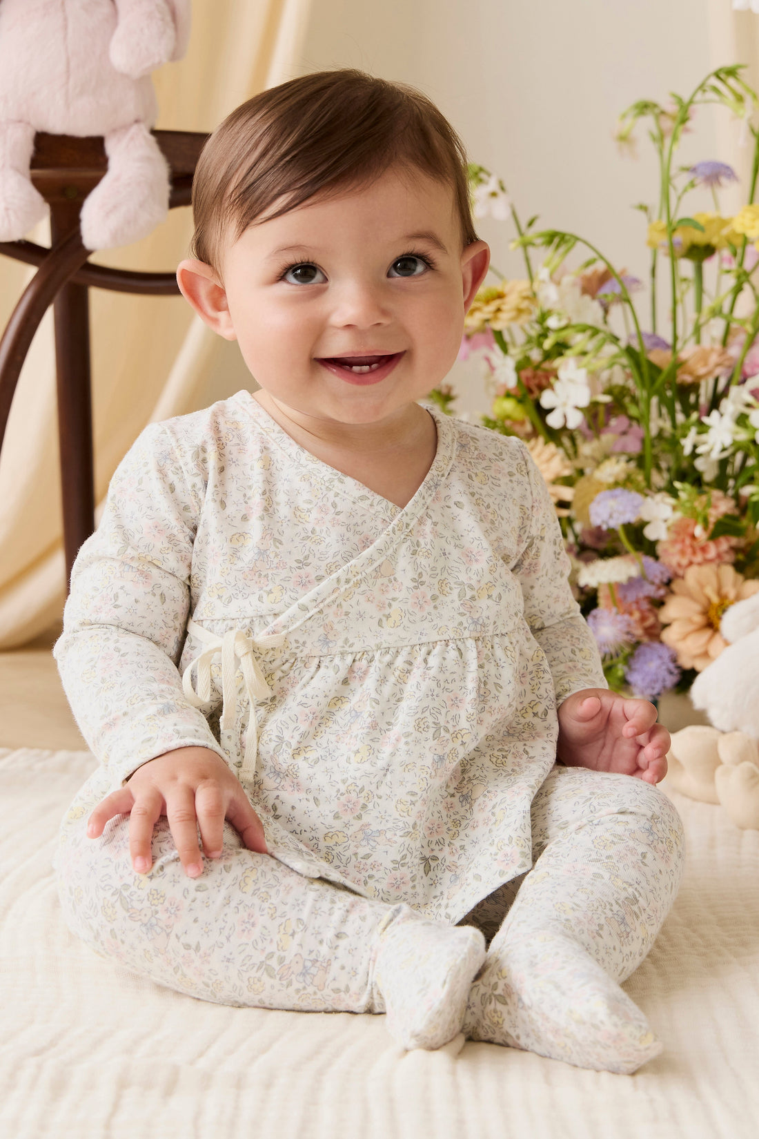 Organic Cotton Petal Wrap Top-Cottage Garden Childrens Top from Jamie Kay Australia