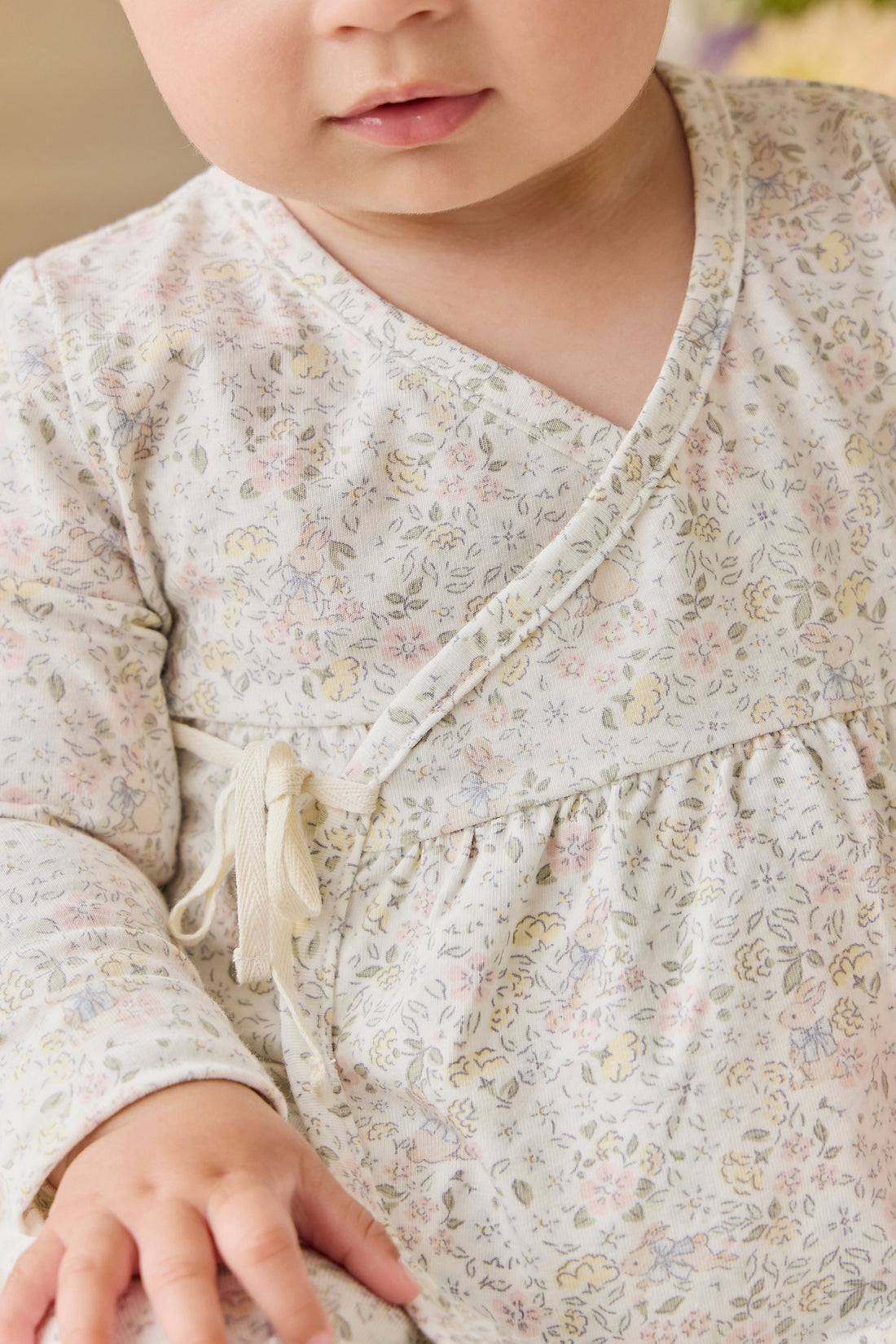 Organic Cotton Petal Wrap Top-Cottage Garden Childrens Top from Jamie Kay Australia
