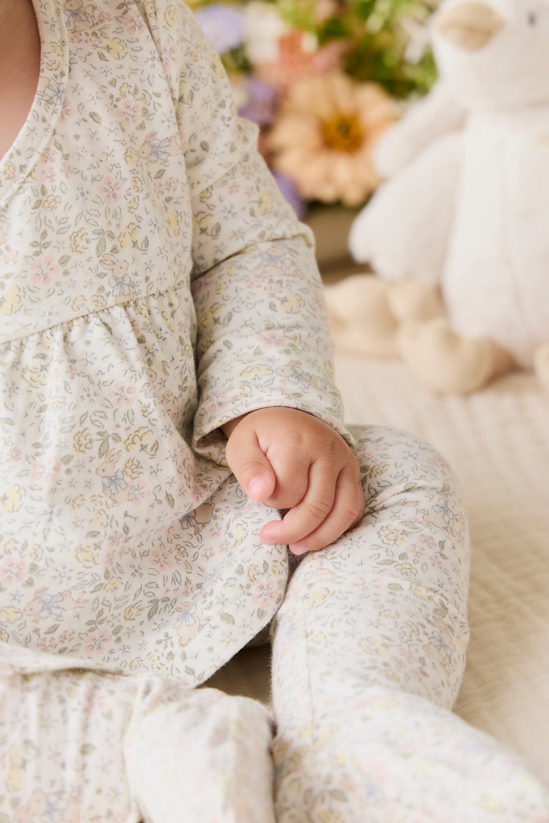 Organic Cotton Petal Wrap Top-Cottage Garden Childrens Top from Jamie Kay Australia