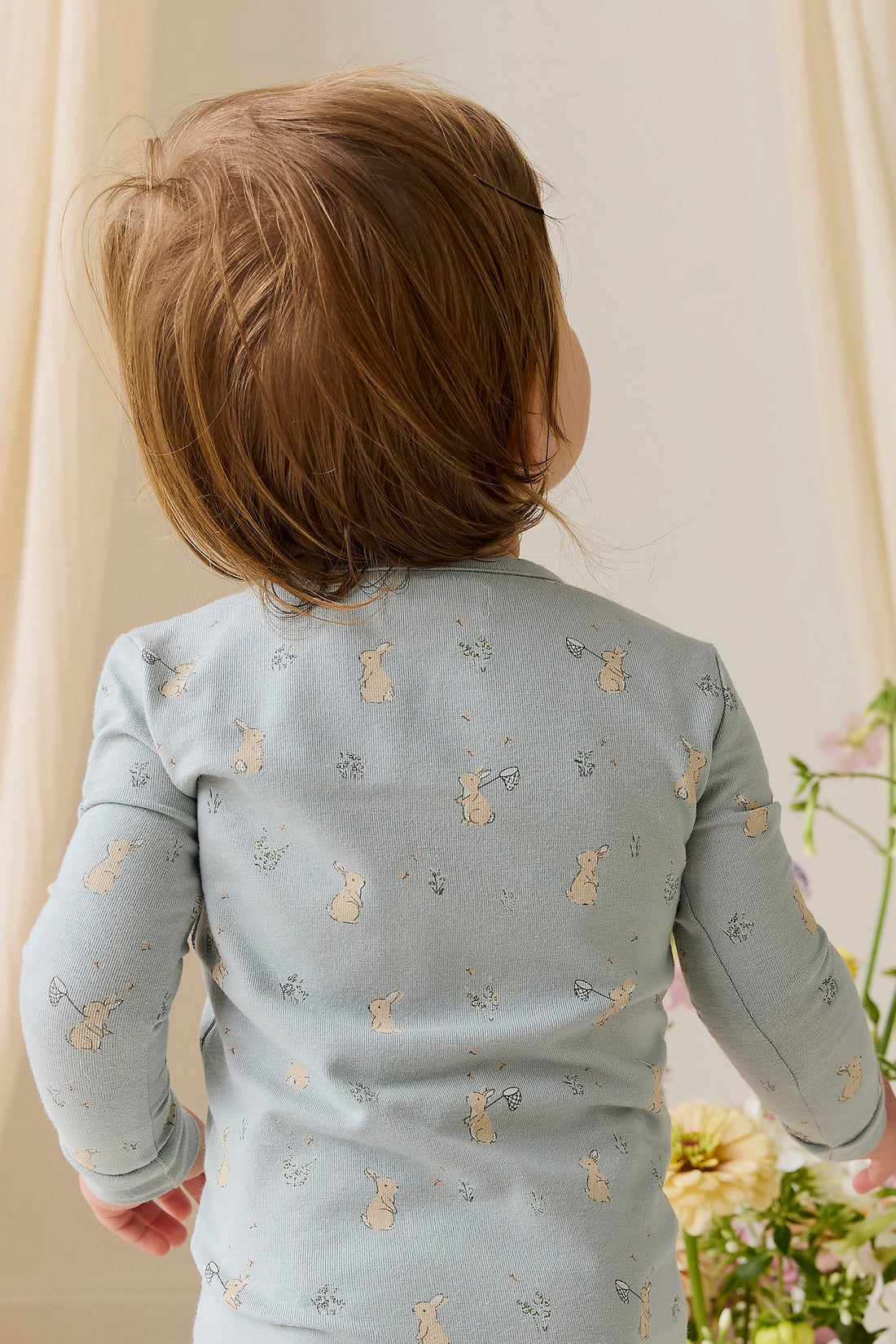 Organic Cotton Frankie Onepiece-Lapin Jardin Blue Childrens Onepiece from Jamie Kay Australia