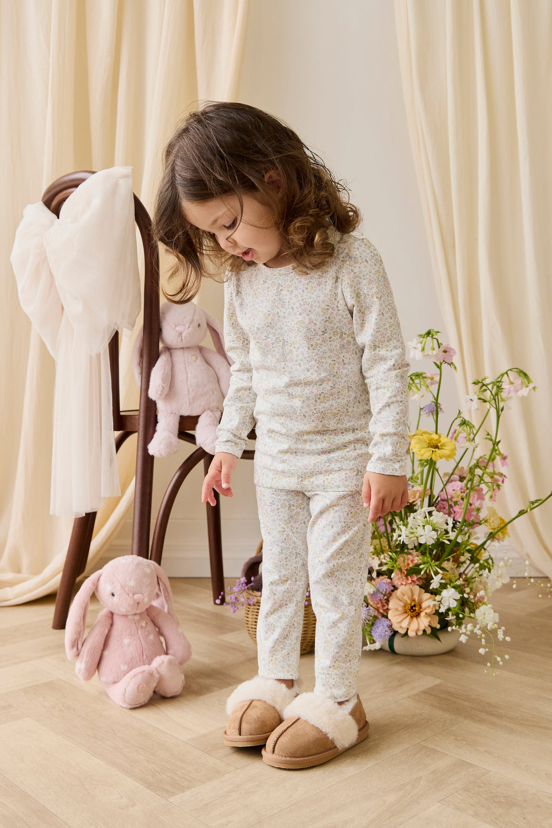 Organic Cotton Louisella Long Sleeve Pyjama Set-Cottage Garden Childrens Pyjama from Jamie Kay Australia