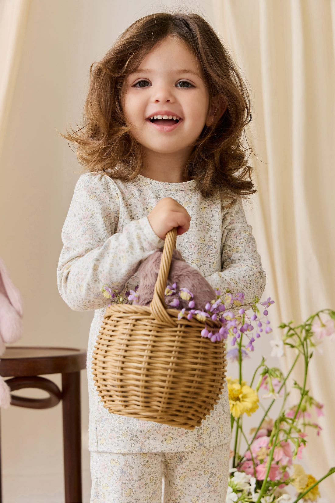 Organic Cotton Louisella Long Sleeve Pyjama Set-Cottage Garden Childrens Pyjama from Jamie Kay Australia