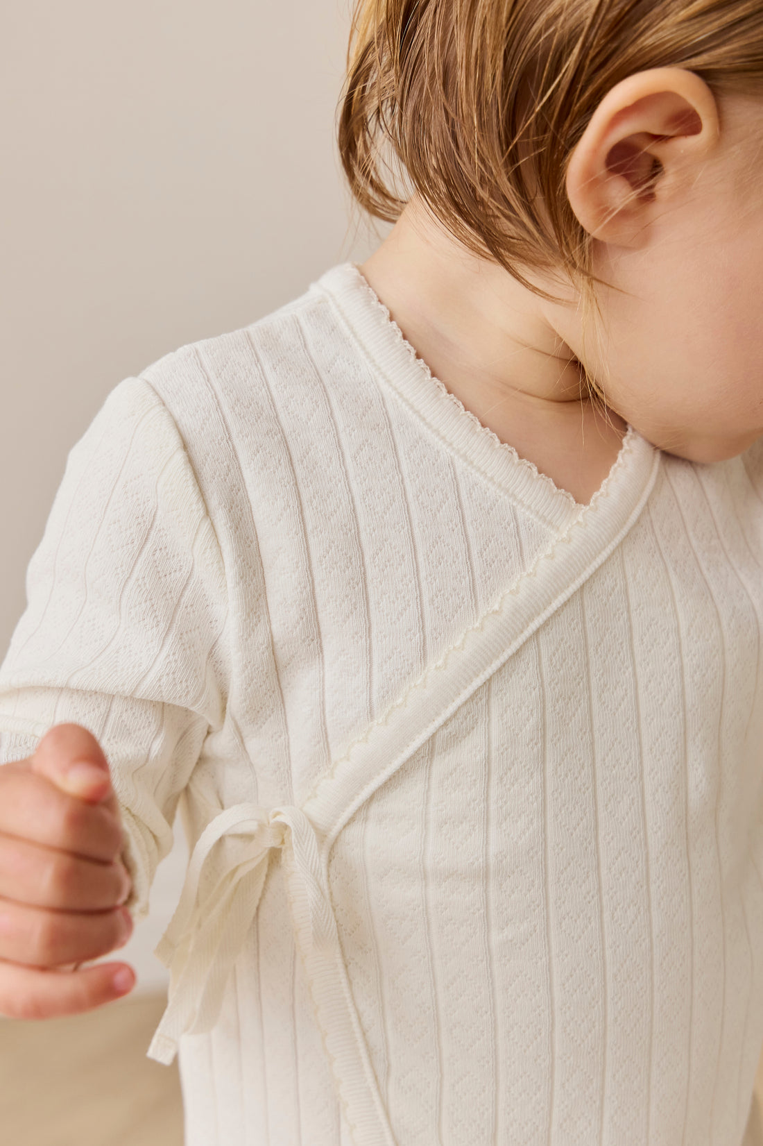 Organic Cotton Estelle Onepiece - Sweet Heart Pointelle Parchment Childrens Onepiece from Jamie Kay Australia