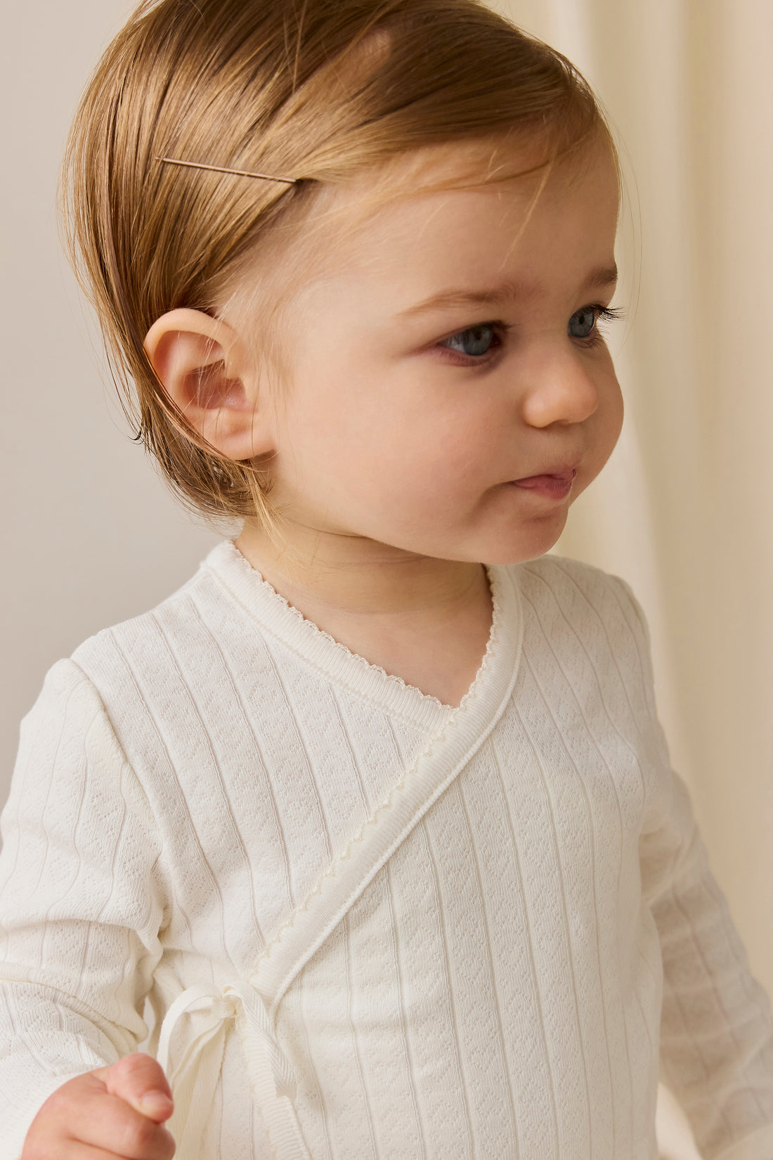 Organic Cotton Estelle Onepiece - Sweet Heart Pointelle Parchment Childrens Onepiece from Jamie Kay Australia