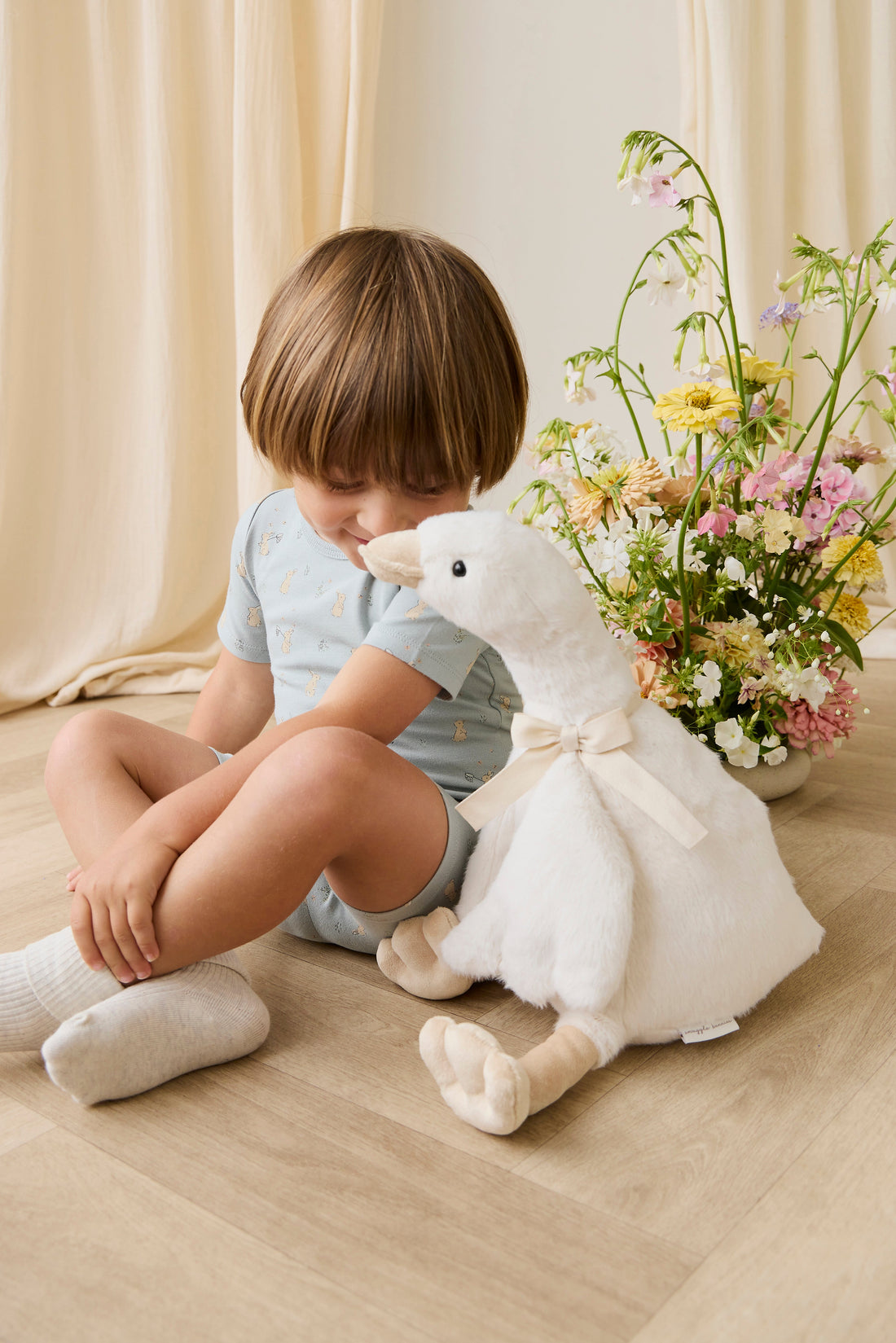 Organic Cotton Baker Short Sleeve Pyjama Set - Lapin Jardin Blue Childrens Pyjama from Jamie Kay Australia