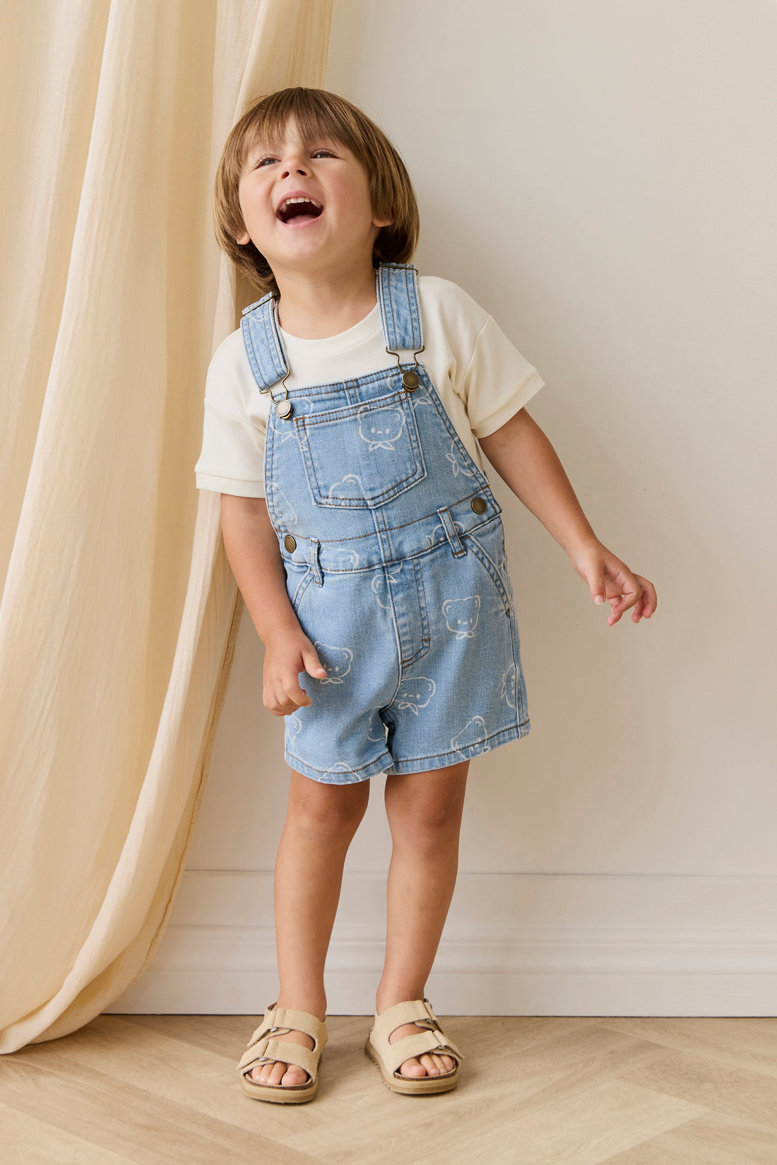 Fenix Short Overalls - Bowie Bear Denim Childrens Overall from Jamie Kay Australia