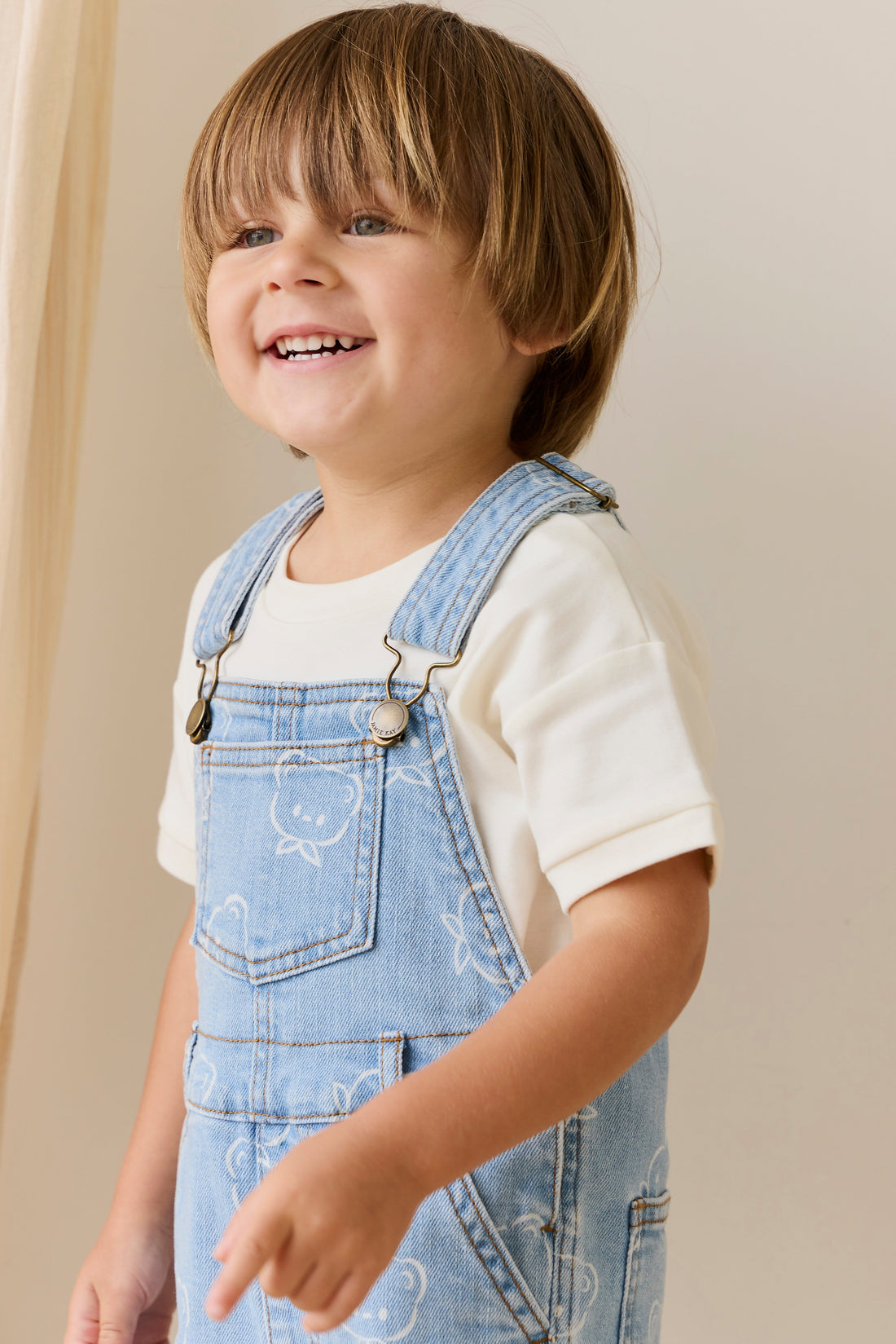 Fenix Short Overalls - Bowie Bear Denim Childrens Overall from Jamie Kay Australia