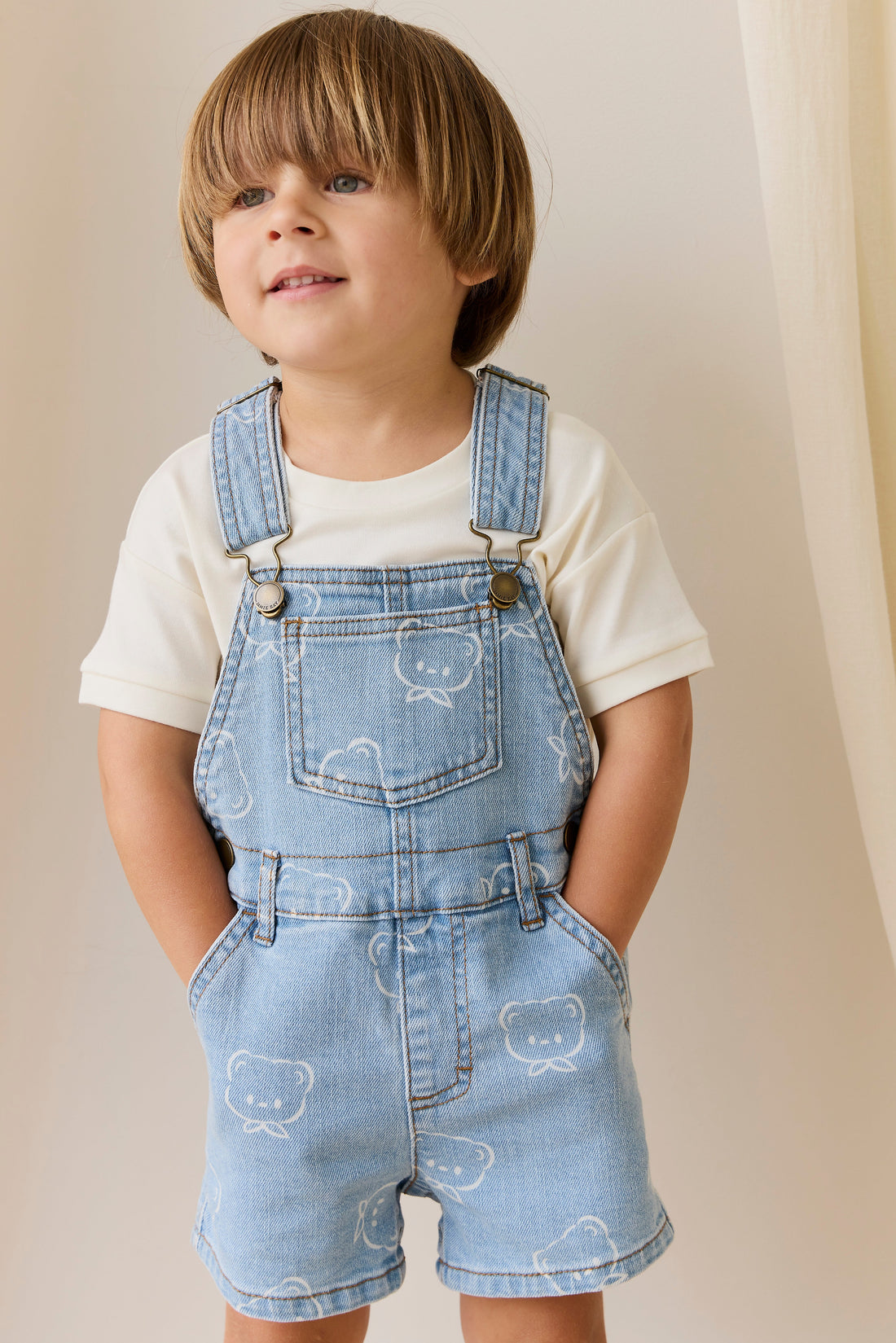 Fenix Short Overalls - Bowie Bear Denim Childrens Overall from Jamie Kay Australia
