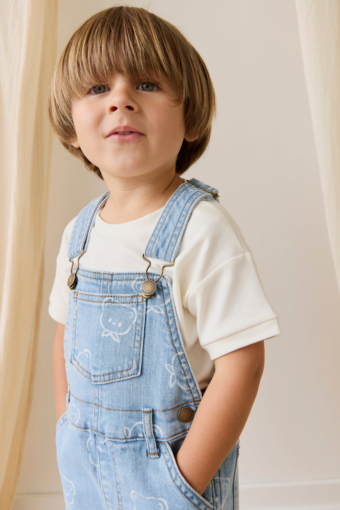 Fenix Short Overalls - Bowie Bear Denim Childrens Overall from Jamie Kay Australia