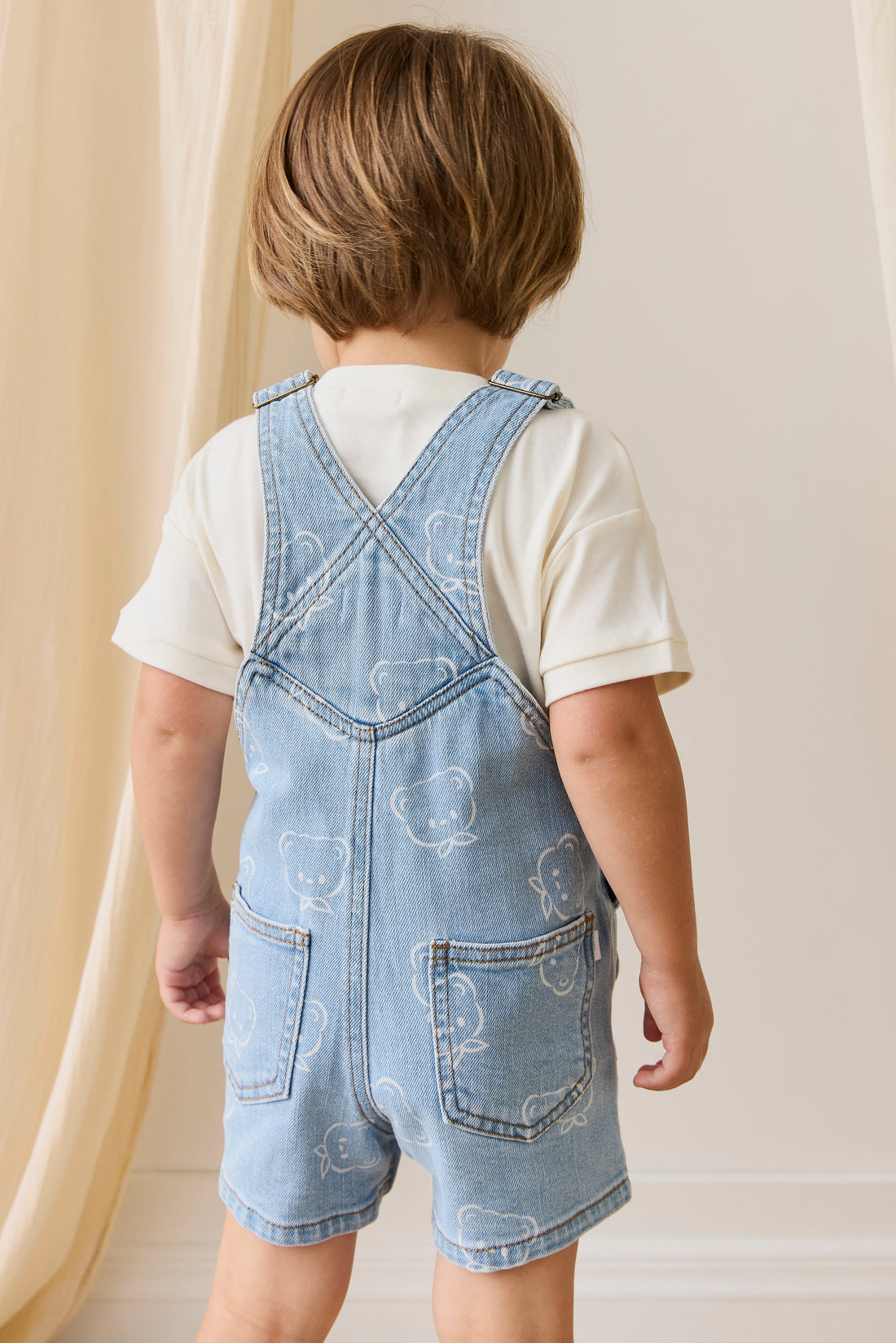 Fenix Short Overalls - Bowie Bear Denim Childrens Overall from Jamie Kay Australia