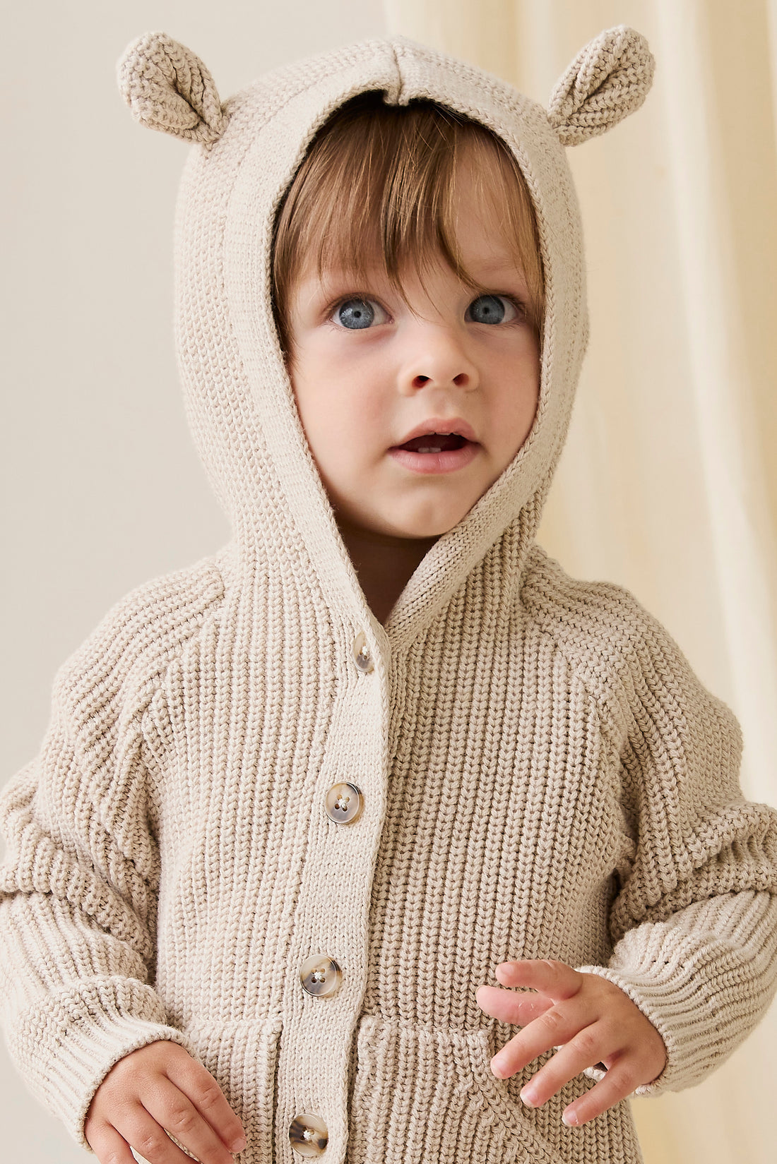 Bear Cardigan-Oat Childrens Cardigan from Jamie Kay Australia