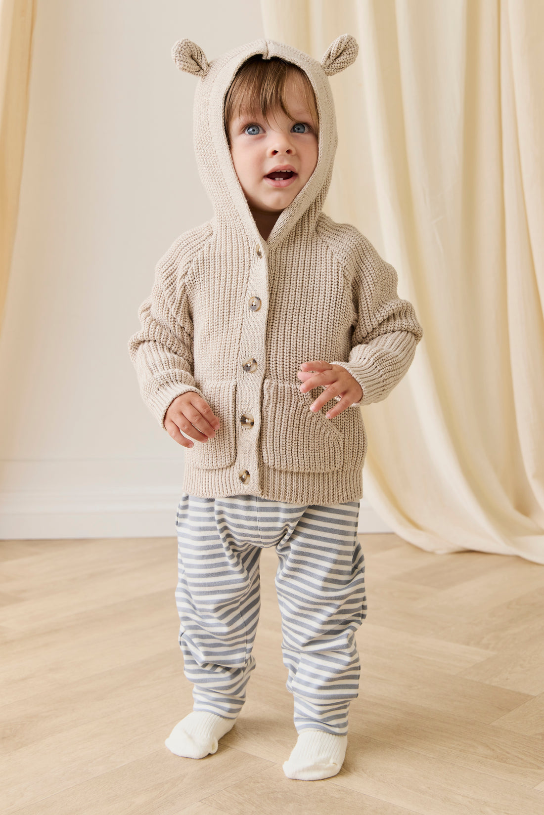 Bear Cardigan-Oat Childrens Cardigan from Jamie Kay Australia