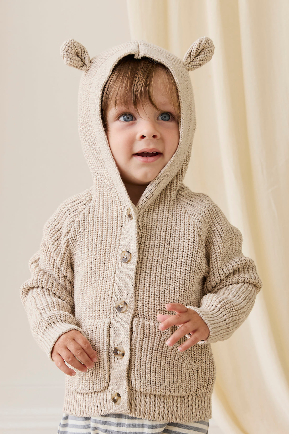 Bear Cardigan-Oat Childrens Cardigan from Jamie Kay Australia