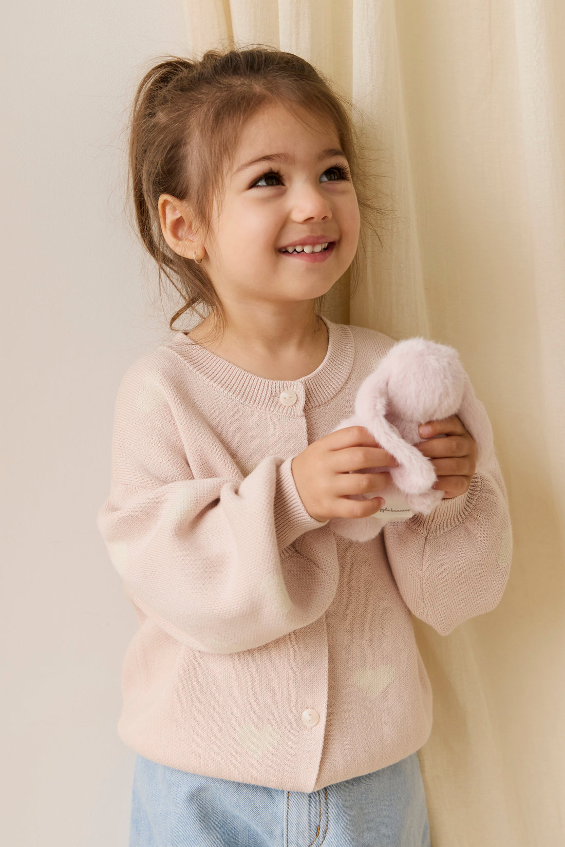 Kayla Cardigan - Kylie Heart Jacquard Morganite Childrens Cardigan from Jamie Kay Australia